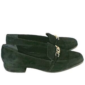 Easy Spirit Suede Leather Loafers Women's Size 8.5 Black Slip On Low Block Heel